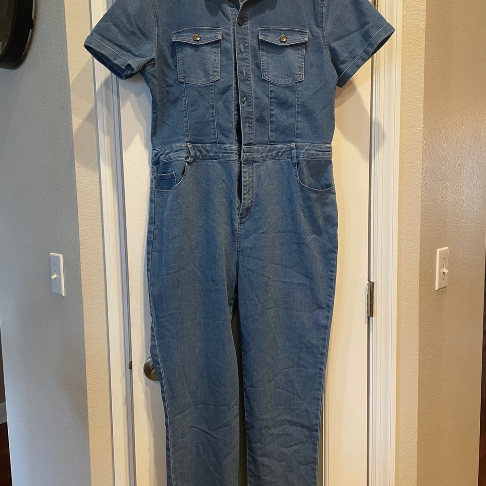Fashion Nova Blue Denim Jumpsuit